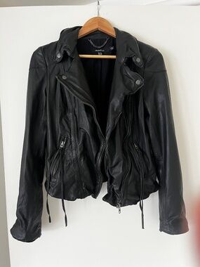 Muubaa Meggie Black Leather Biker Jacket